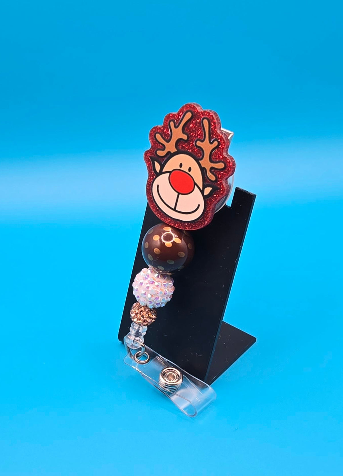 Christmas Reindeer Red Nose Badge Reel