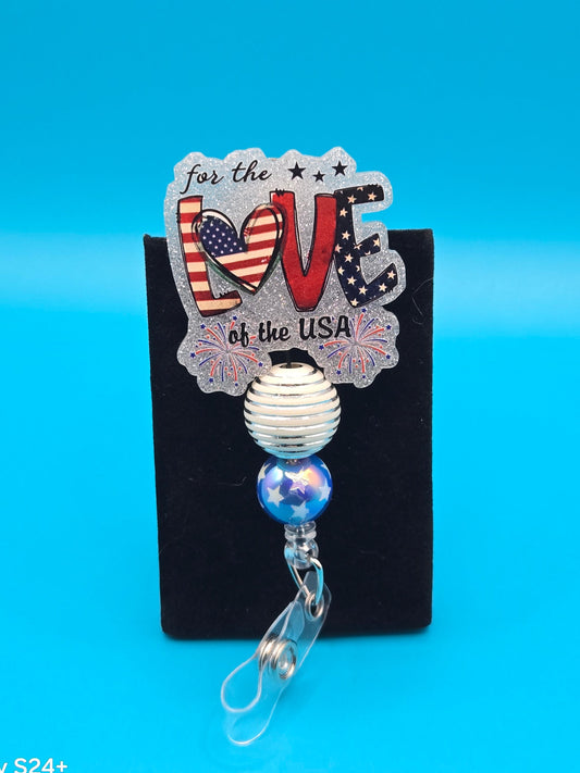 Patriotic LOVE Acrylic Badge Reel