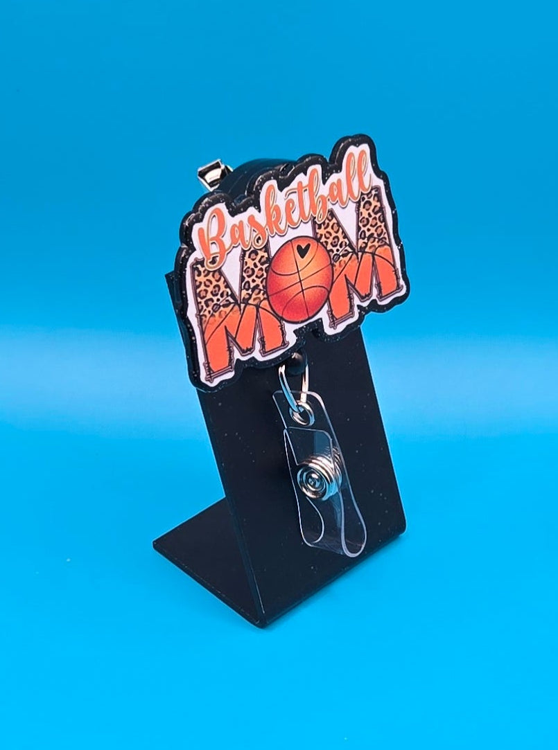Basketball Mom Acrylic Badge Reel