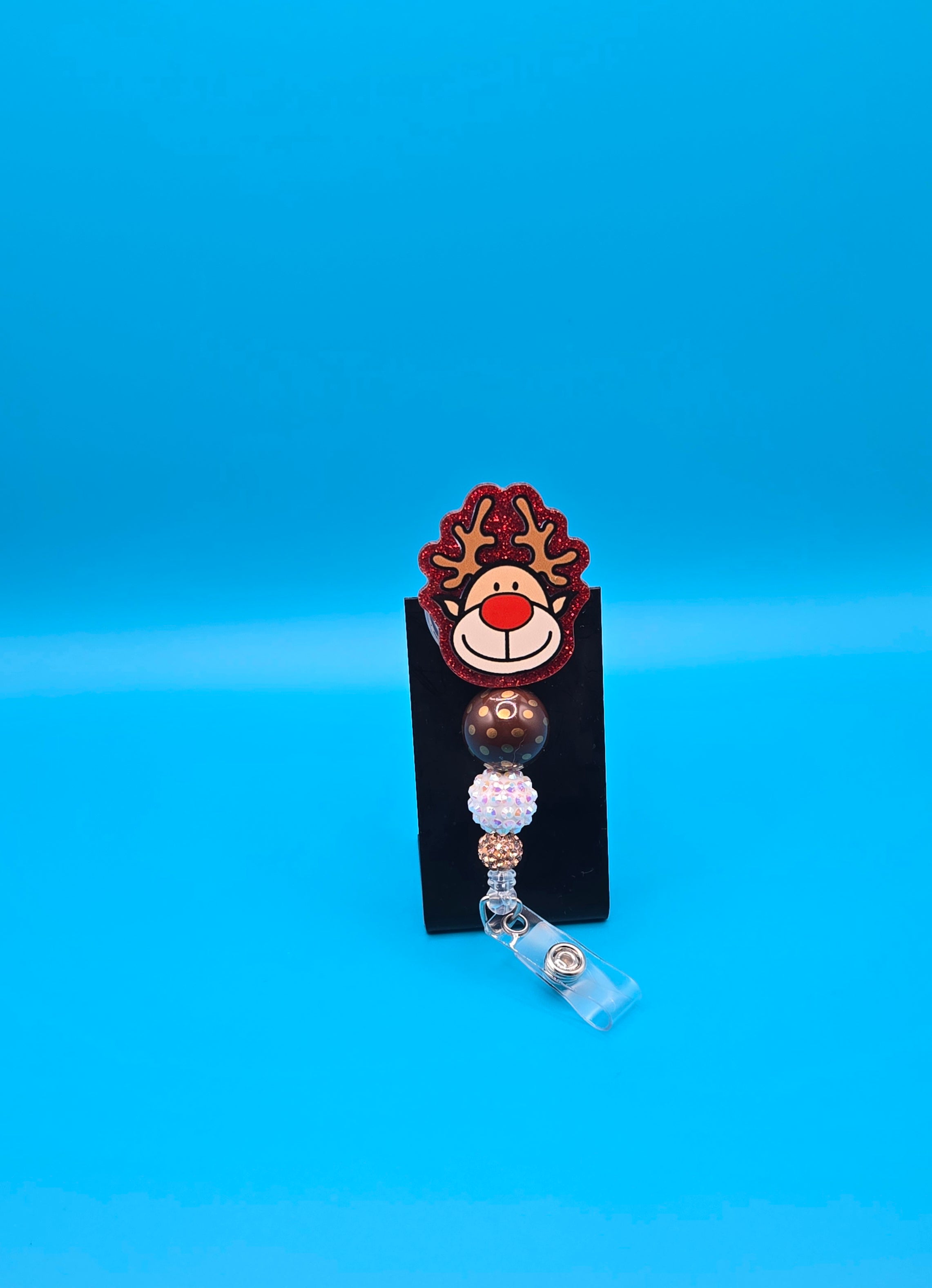 Christmas Reindeer Red Nose Badge Reel