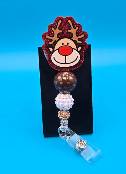 Christmas Reindeer Red Nose Badge Reel