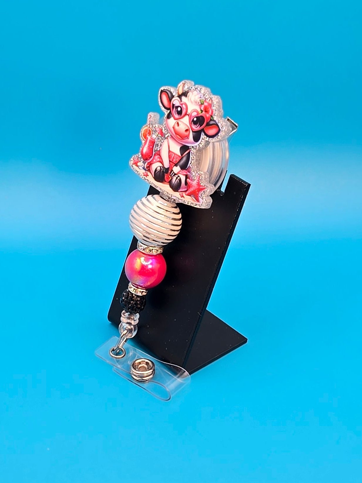 Beach Cow Acrylic Badge Reel