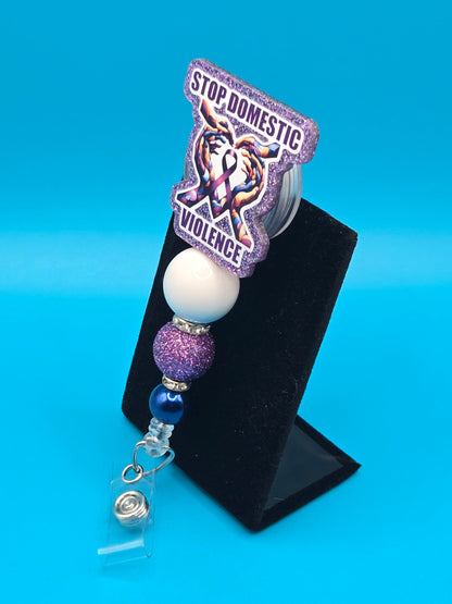 Stop Domestic Violence,  Acrylic Badge Reel