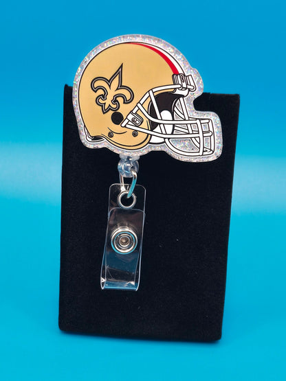 Sports Themed Football Helmet Acrylic Badge Reel