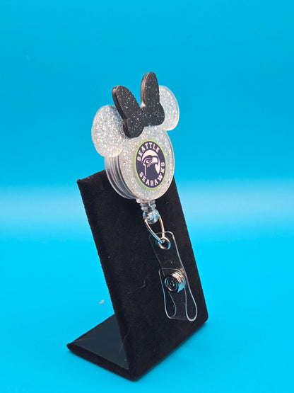 Sports Themed Mouse Profile Acrylic Badge Reel