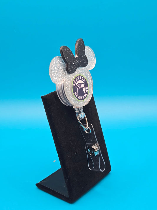 Sports Themed Mouse Profile Acrylic Badge Reel