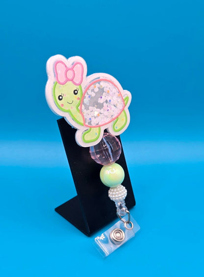Cute Turtle Shaker Badge Reel