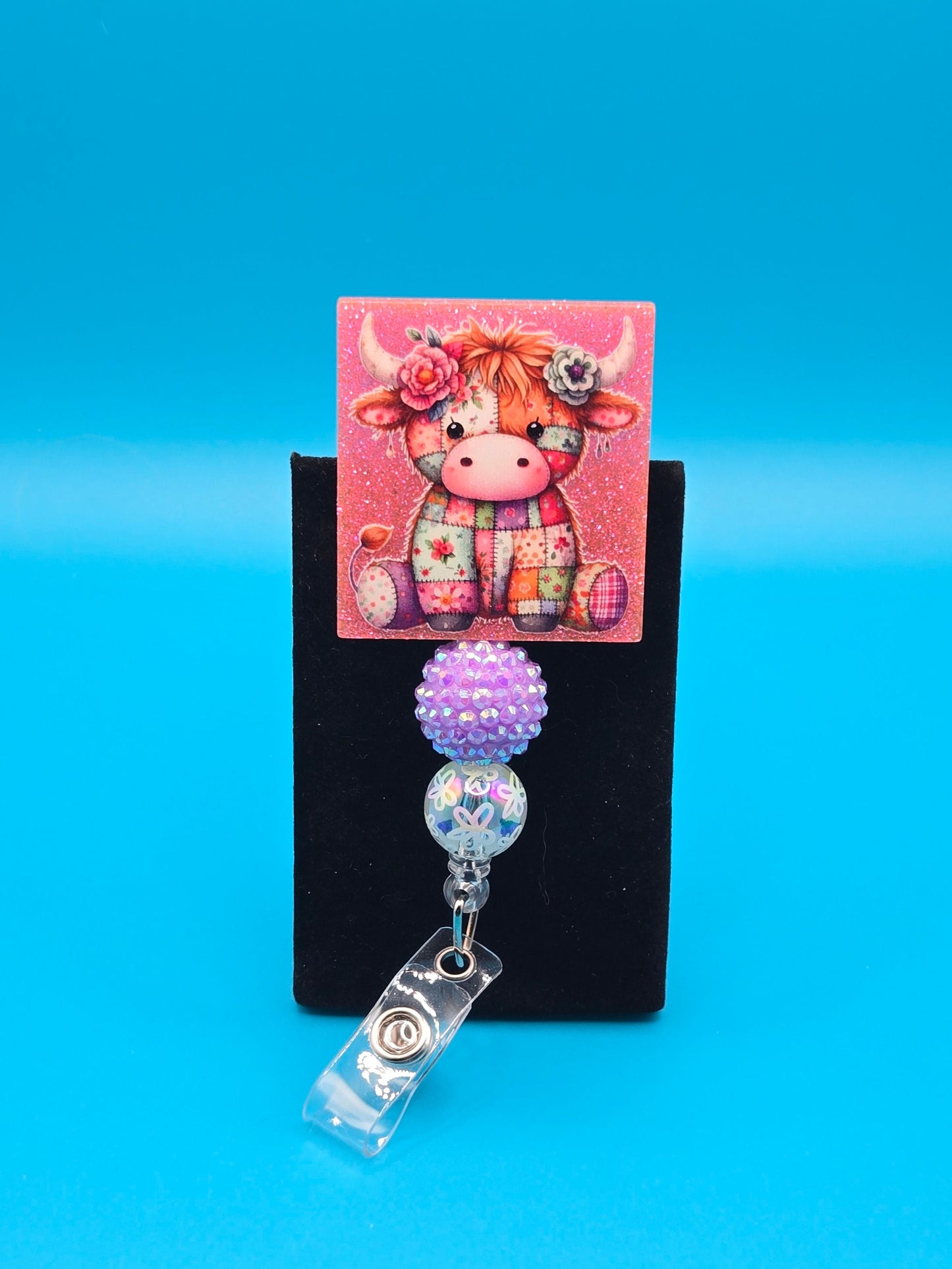 Quilted Cow Acrylic Badge Reel