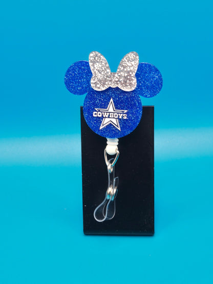 Sports Themed Mouse Profile Football Acrylic Badge Reel