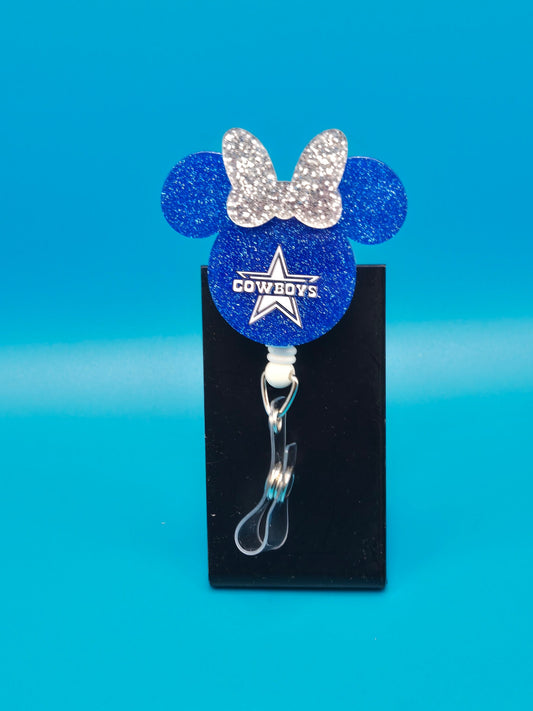 Sports Themed Mouse Profile Football Acrylic Badge Reel