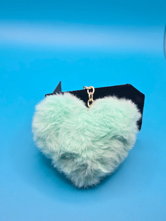 Fuzzy Plush Heart Keychain