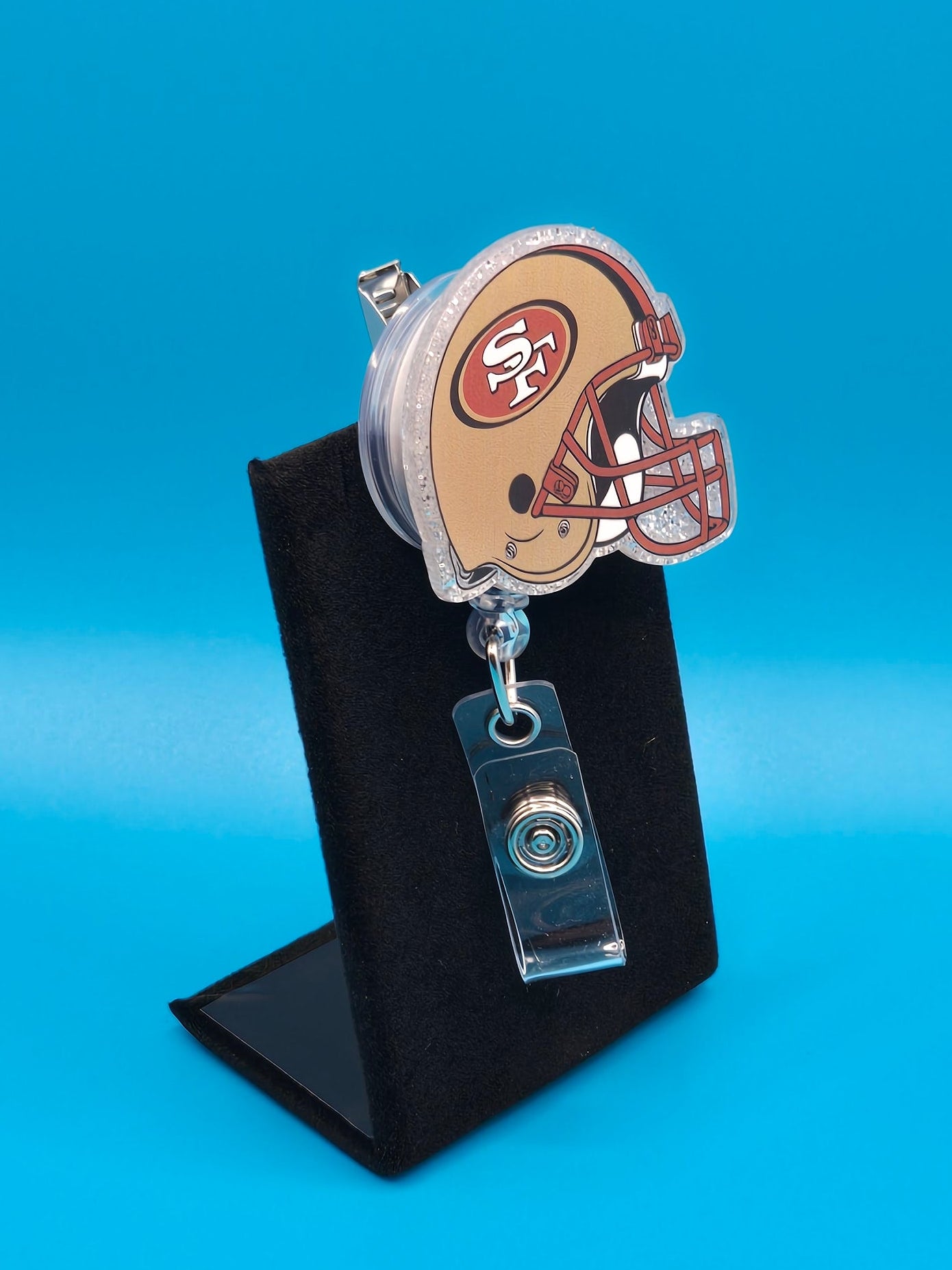 Sports Themed Football Helmet Acrylic Badge Reel