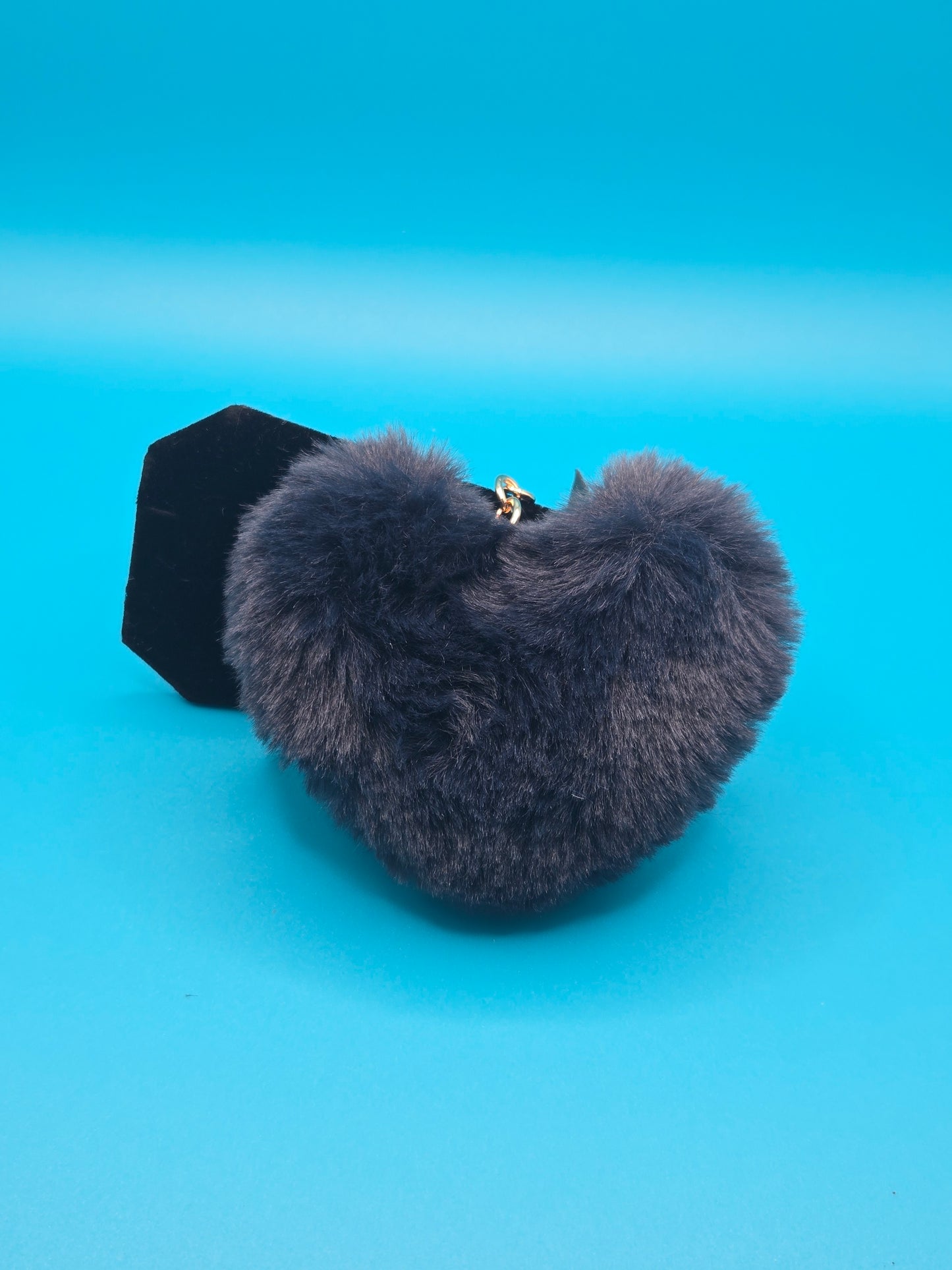 Fuzzy Plush Heart Keychain