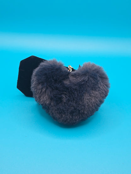 Fuzzy Plush Heart Keychain