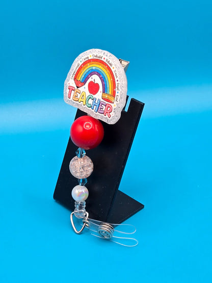Teacher, Acrylic Badge Reel