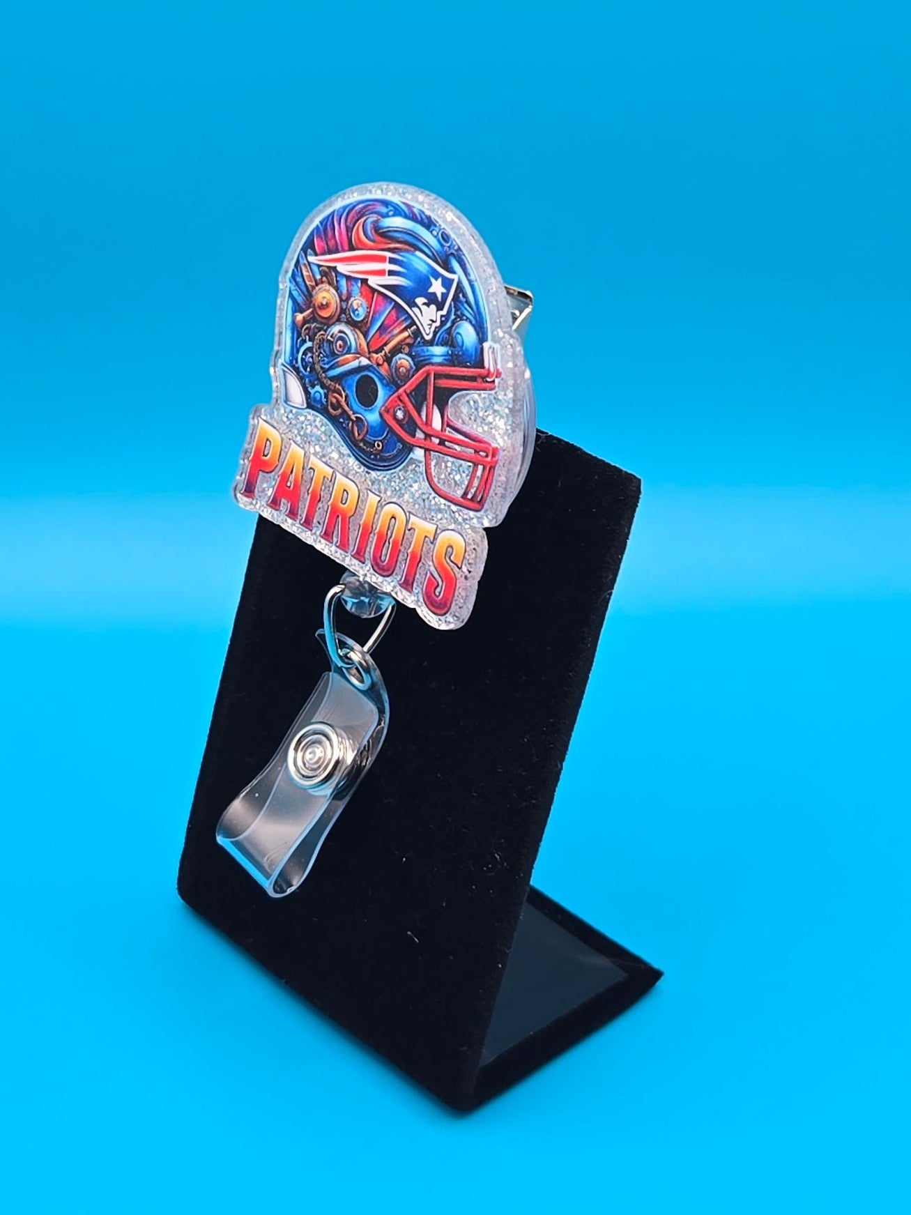 Sports Themed Football Helmet Acrylic Badge Reel