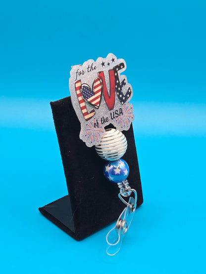 Patriotic LOVE Acrylic Badge Reel