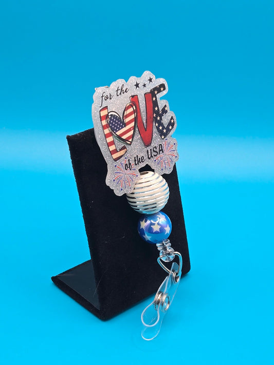 Patriotic LOVE Acrylic Badge Reel