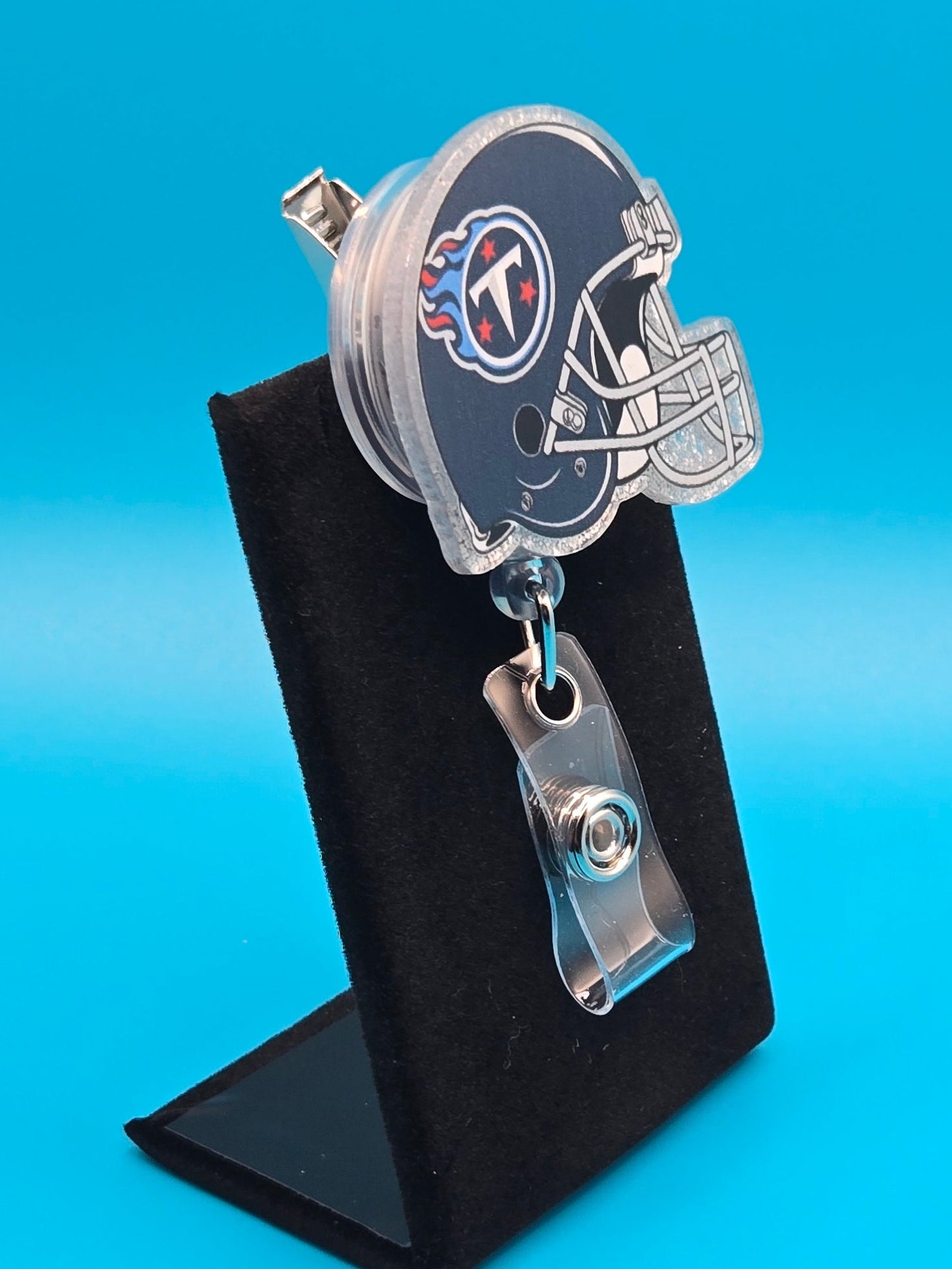 Sports Themed Football Helmet Acrylic Badge Reel