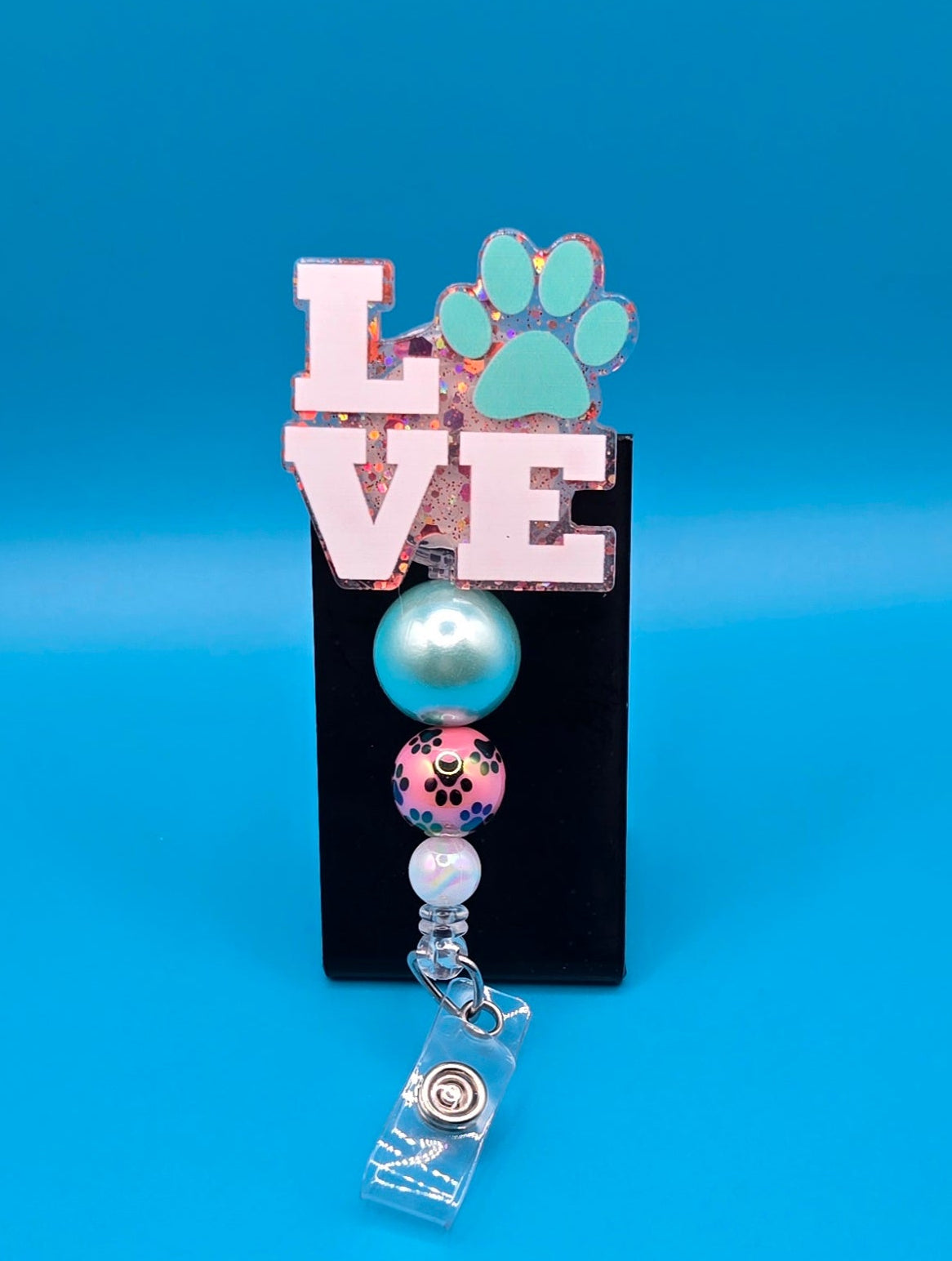 Love Paw Print Acrylic Badge Reel