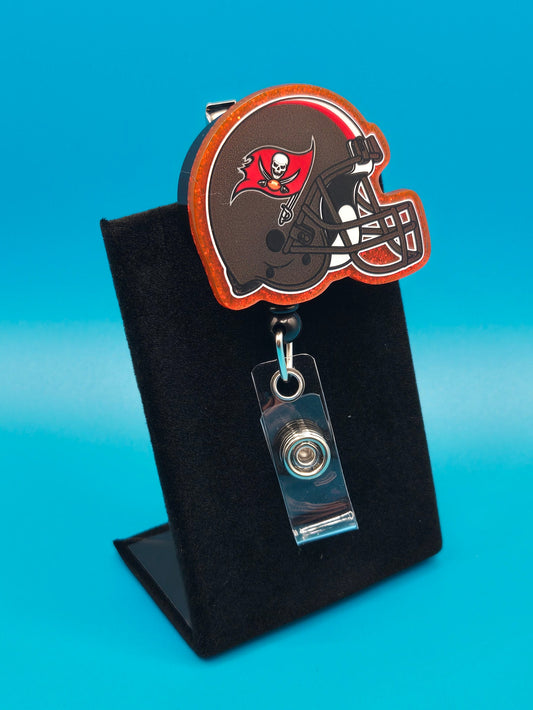 Sports Themed Football Helmet Acrylic Badge Reel