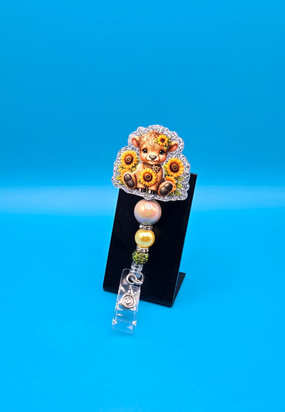 Sunflower Cow Acrylic Badge Reel