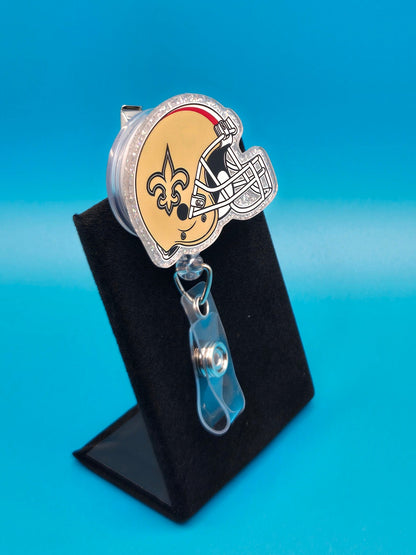 Sports Themed Football Helmet Acrylic Badge Reel