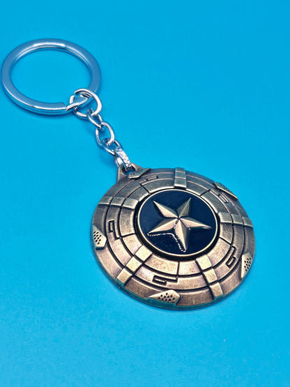 Zinc Alloy Keychain with Rotating Shield
