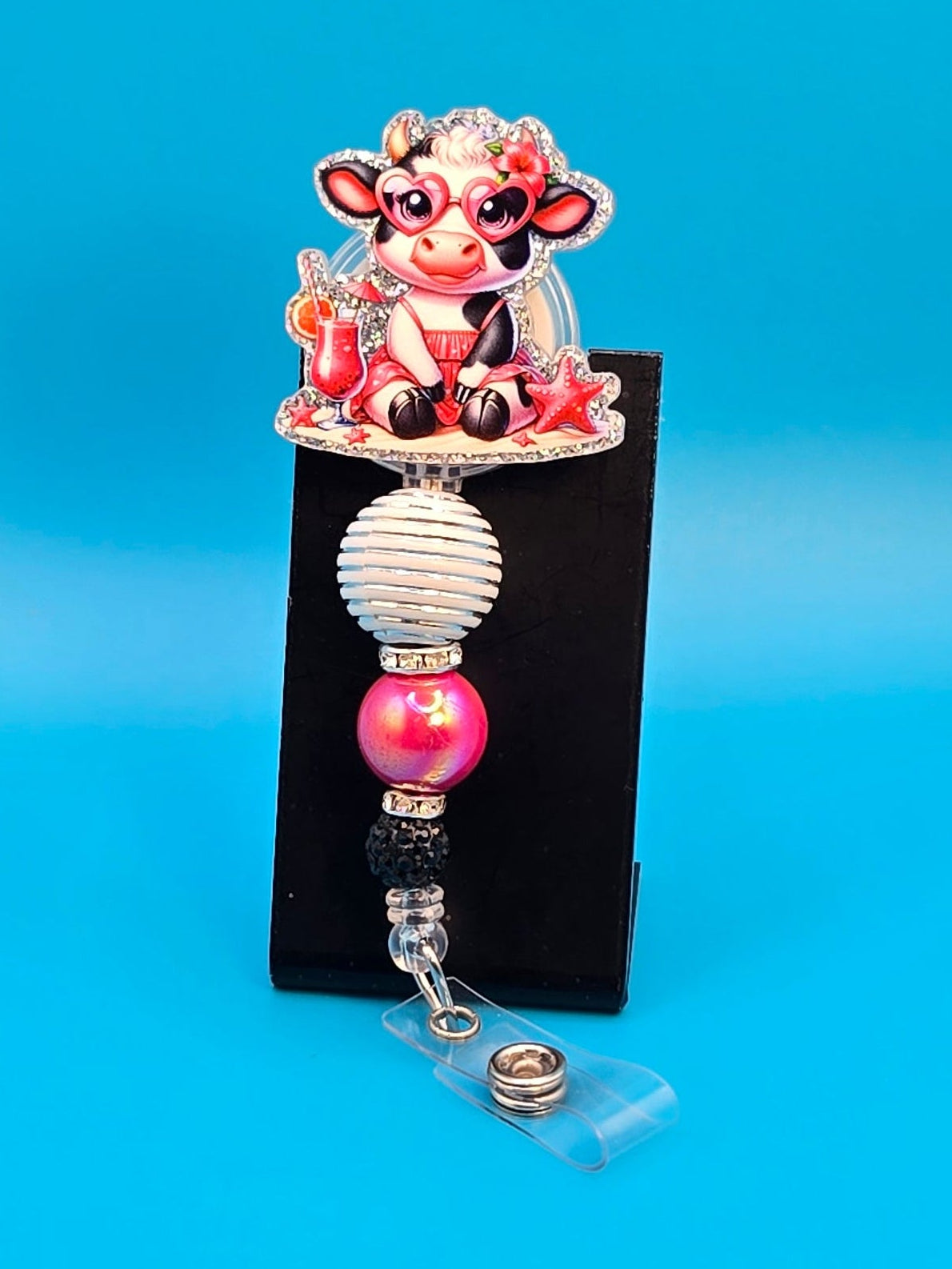 Beach Cow Acrylic Badge Reel