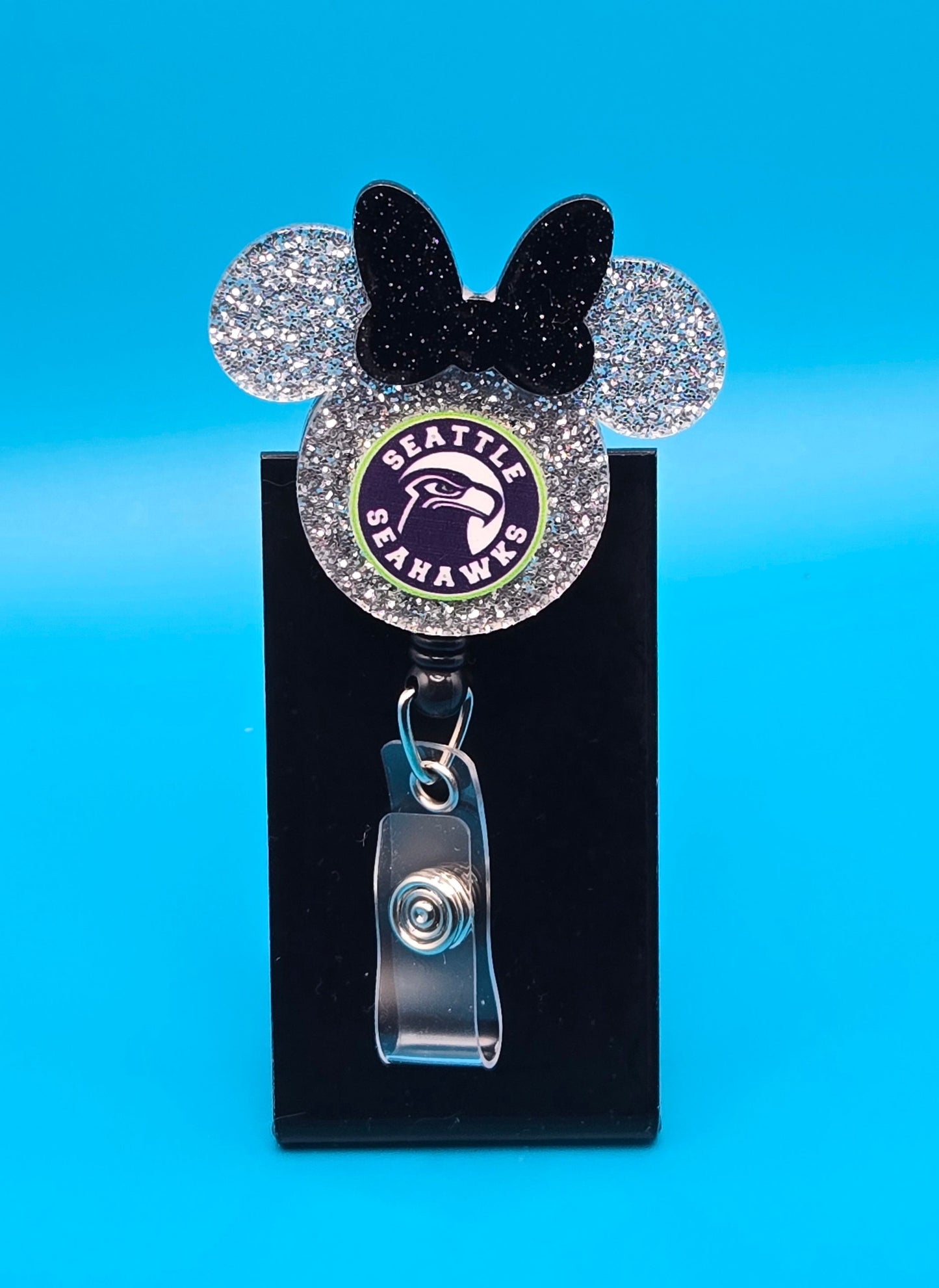 Sports Themed Mouse Profile Football Acrylic Badge Reel
