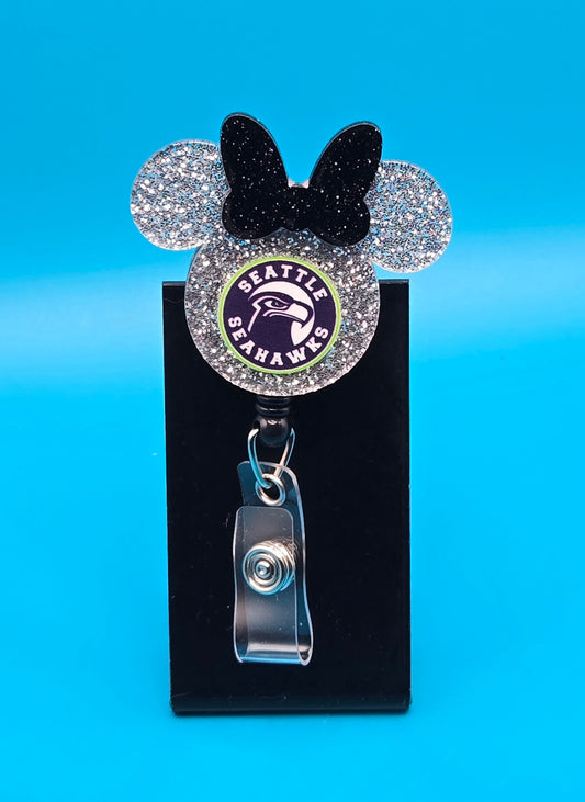 Sports Themed Mouse Profile Football Acrylic Badge Reel