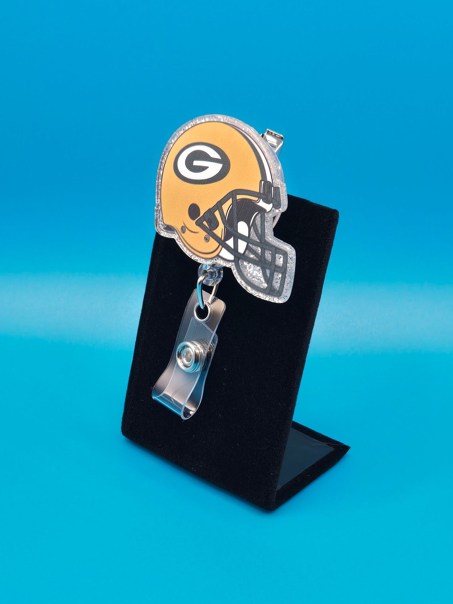 Sports Themed Football Helmet Acrylic Badge Reel