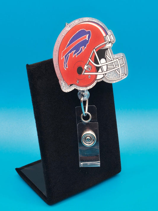 Sports Themed Football Helmet Acrylic Badge Reel