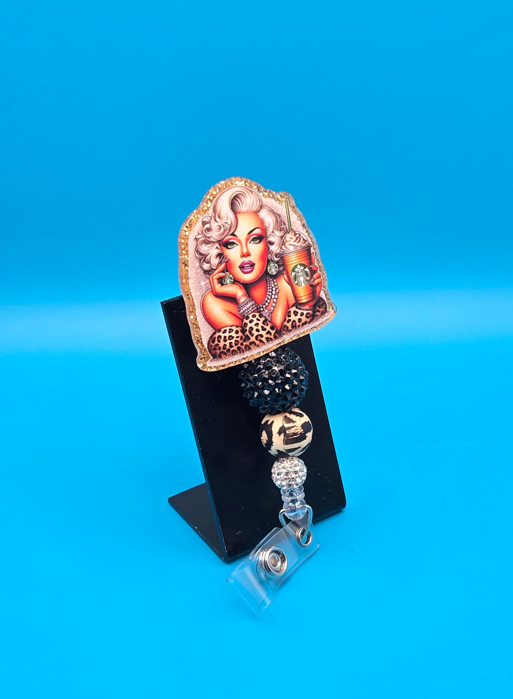 Animal Print Blonde, Acrylic Badge Reel