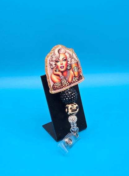 Animal Print Blonde, Acrylic Badge Reel