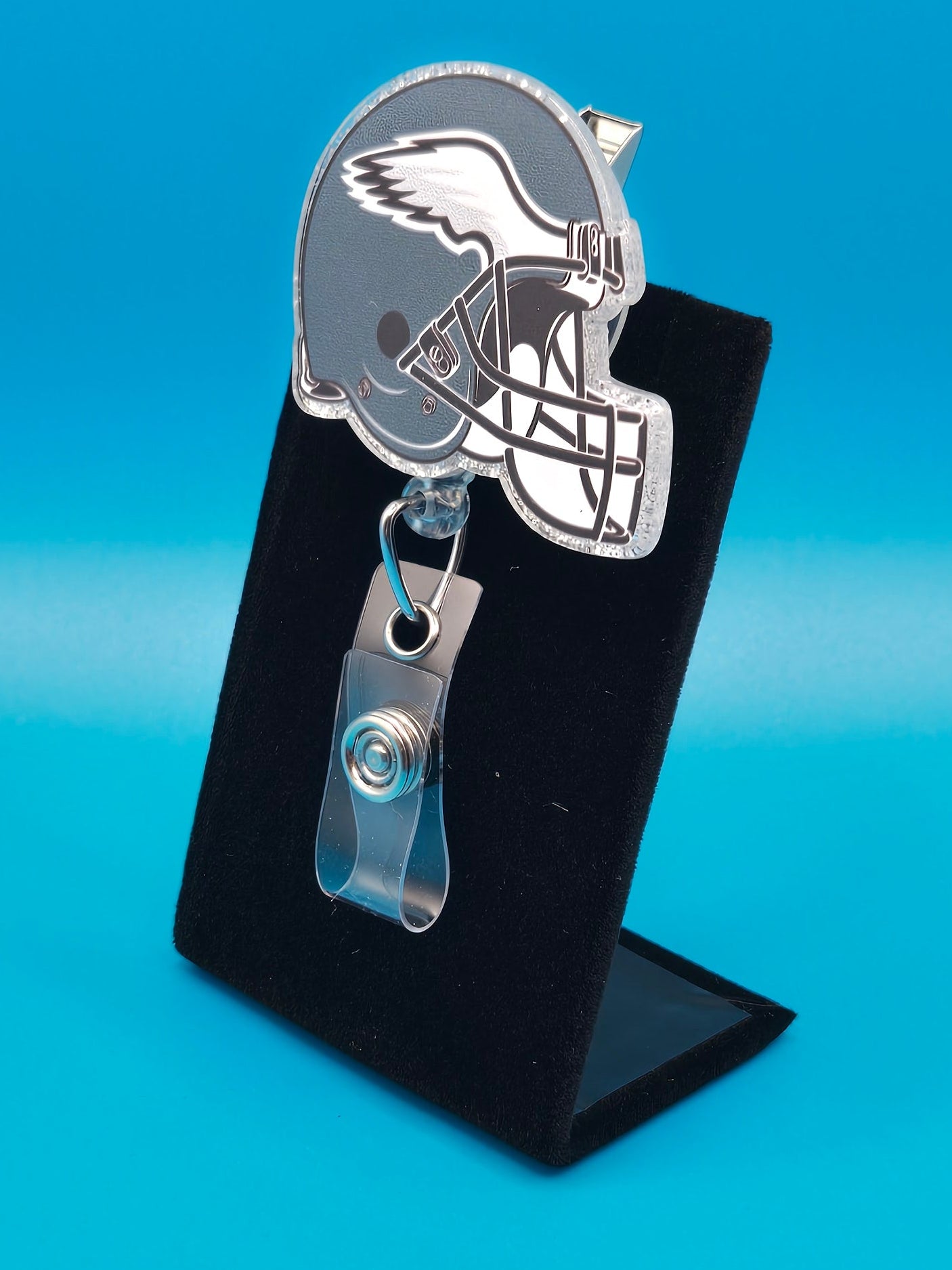 Sports Themed Football Helmet Acrylic Badge Reel