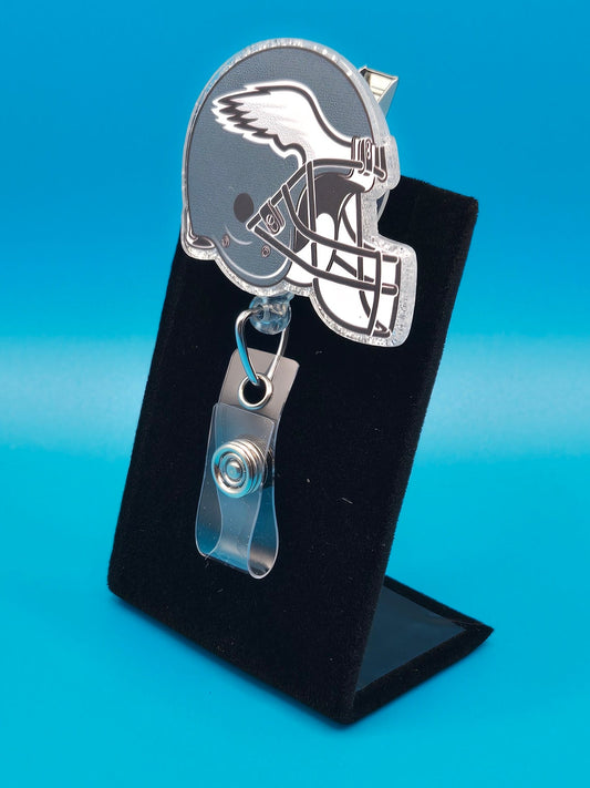 Sports Themed Football Helmet Acrylic Badge Reel
