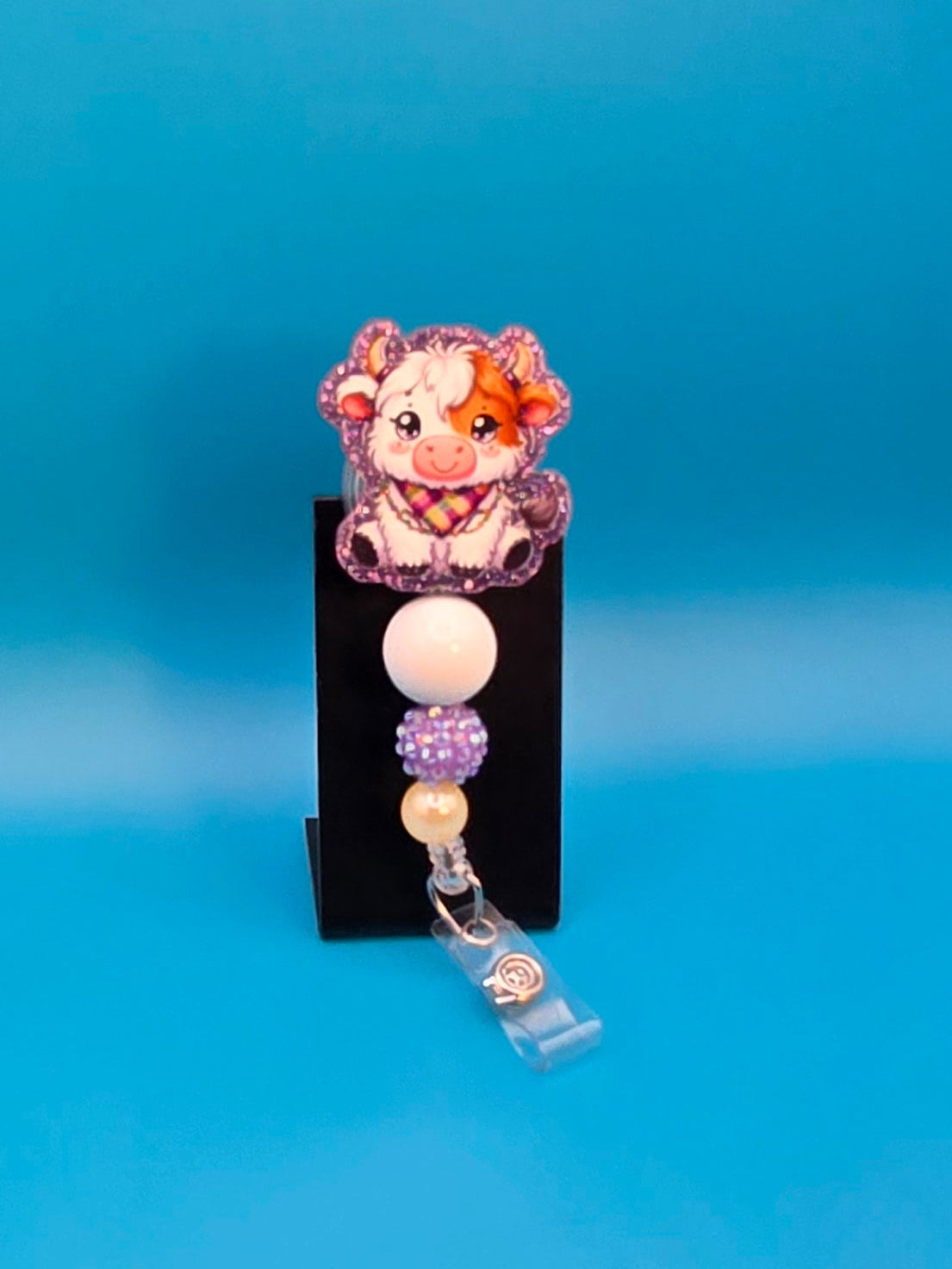 Purple Cow with Bandana Acrylic Badge Reel