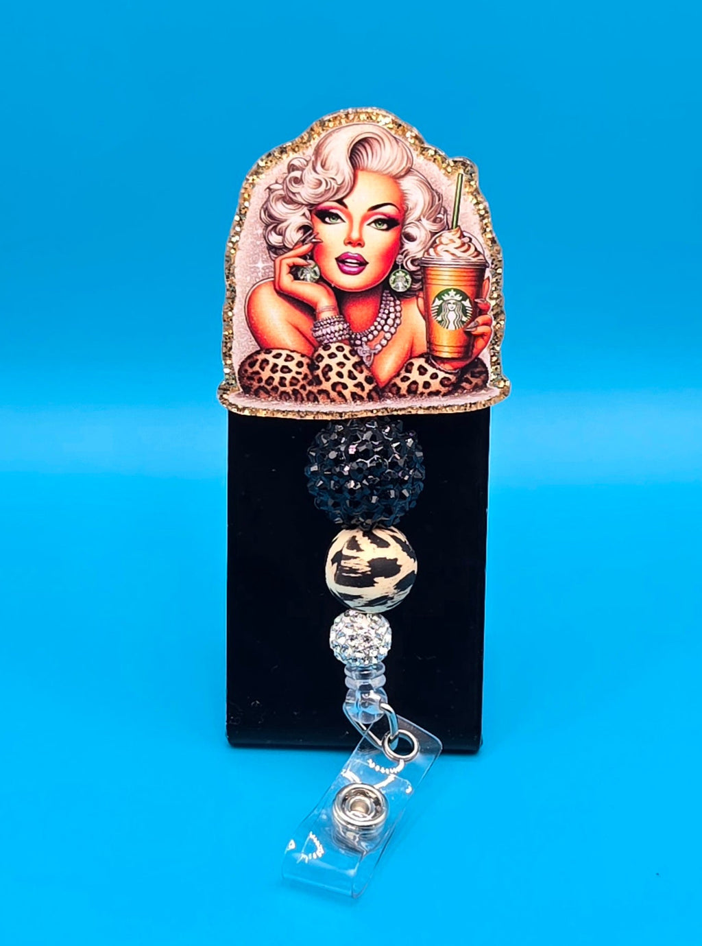 Animal Print Blonde, Acrylic Badge Reel