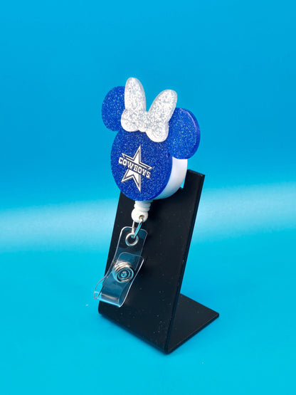 Sports Themed Mouse Profile Football Acrylic Badge Reel
