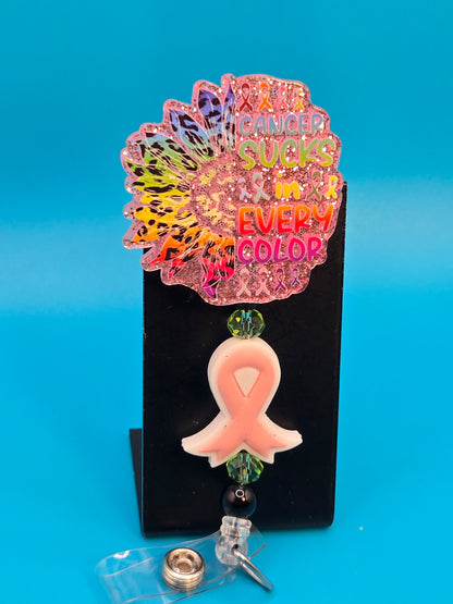 Cancer Sucks in Every Color Acrylic Badge Reel