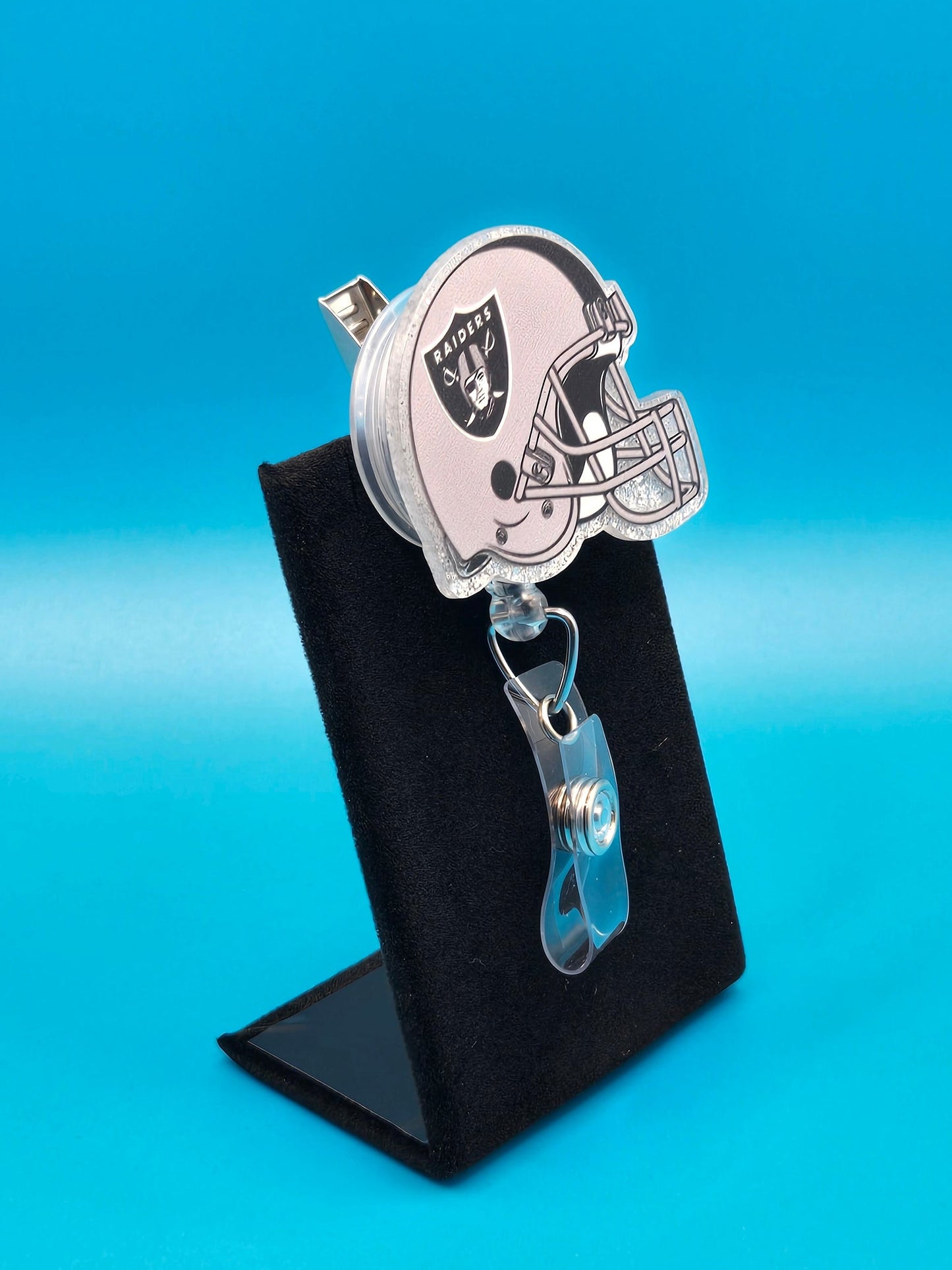Sports Themed Football Helmet Acrylic Badge Reel