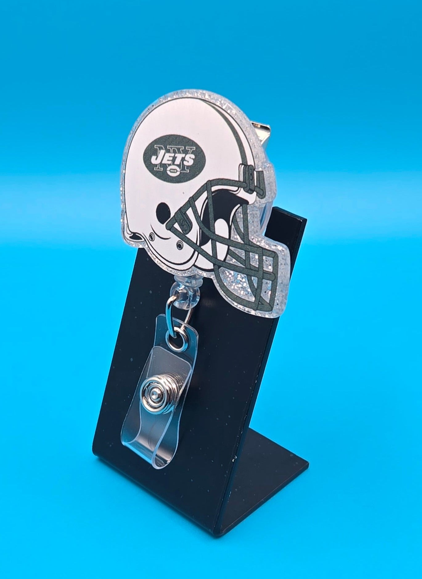 Sports Themed Football Helmet Acrylic Badge Reel