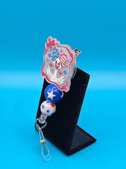 Patriotic Goose Acrylic Badge Reel