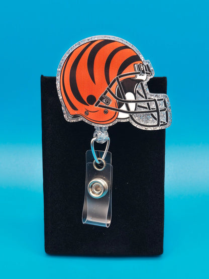 Sports Themed Football Helmet Acrylic Badge Reel