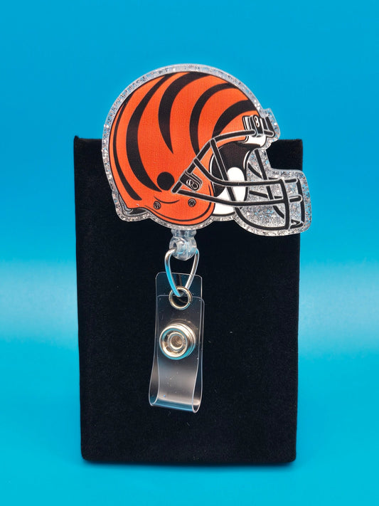 Sports Themed Football Helmet Acrylic Badge Reel