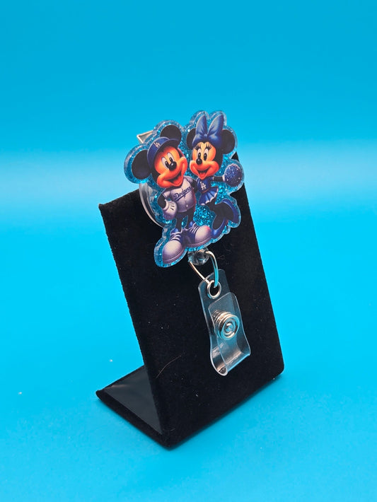 Sports Themed Mouse Profile Baseball Acrylic Badge Reel