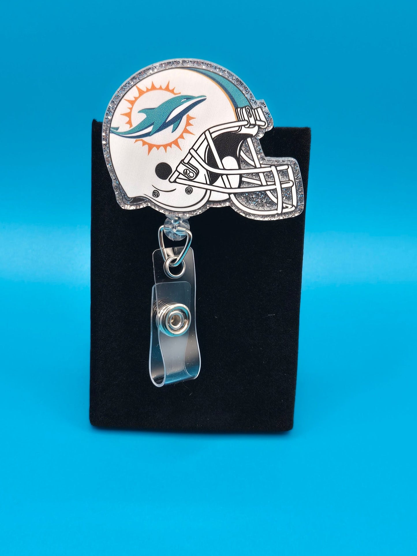 Sports Themed Football Helmet Acrylic Badge Reel