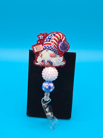 Patriotic Gnome Acrylic Badge Reel
