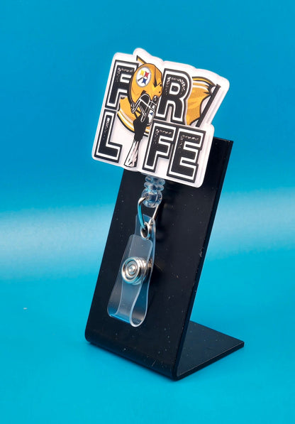 Sports Themed Football For Life Acrylic Badge Reel